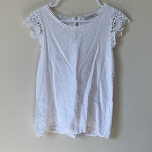 Viola Borghi Linen Lace Cap Sleeve Top